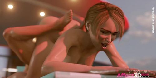 Big boobs futanari babe fucking her blonde girlfrind on a yacht in a 3D animation