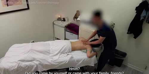 Shy Japanese waitress says "no, no, no, no, I have a boyfriend," when her massage therapist was about to fuck her pussy. (Hiddencam___ )