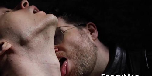 FROCKMAG - Dominant Bound Fly Boy strokes the white rose into the smooth skin and dick of restrain David (David Perry)