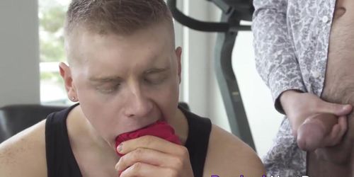 BAREBACK NEXT DOOR - Hairy stud barebacks his weight lifting lover after workout (Alex Tanner, Charlie Pattinson)