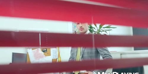 MEN PLAYING - Suited Apolo Adri is ass pounded hard in the office by Dan Tyser