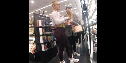 blonde purple spandex bubble ass