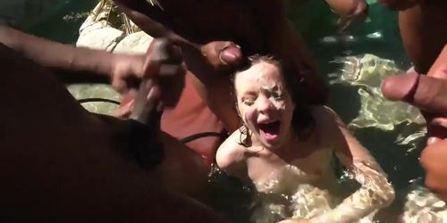 ALIYA BRYNN PUBLIC POOLSIDE INTERRACIAL BUKKAKE