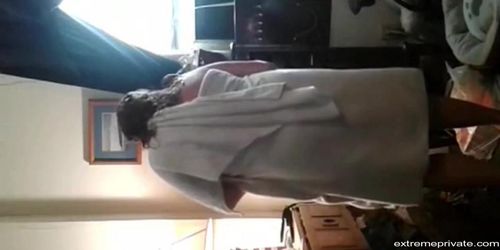 My fat mother totally naked in her bedroom