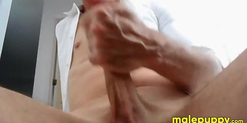 MALE PUPPY - Your step uncle Richard Lennox whips his dick out and starts masturbating