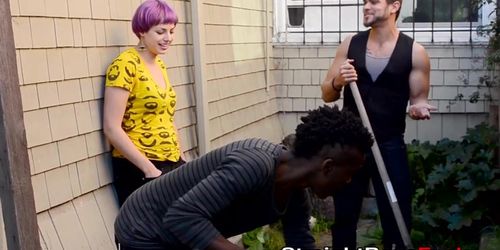 STRAIGHT BOYS FUCK - Two amateur guys with big dicks pounding neon haired chick (Guy_with_Big )