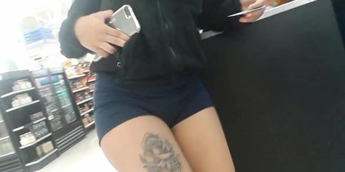 sexy teen big ass blue shorts