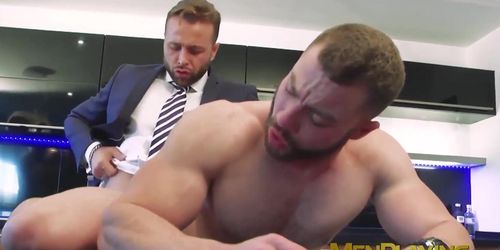 MEN PLAYING - Naked chef Diego Reyes spreads legs for an ass drilling by Frank Valencia