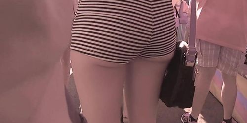 striped shorts teen ass
