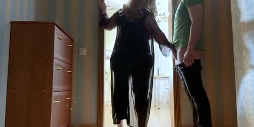 Stepmom blocks door for stepson - gets anal blowjob from him - big boobs milf finklozoya