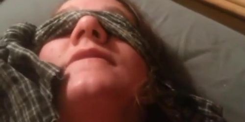 Blindfolded Amateur Girl in Bondage (Whore Wife)