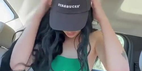 Starbucks employee fucks with bbc customer during her shift