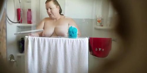 fat Chrissy in the shower. 2-28-2018 part 2