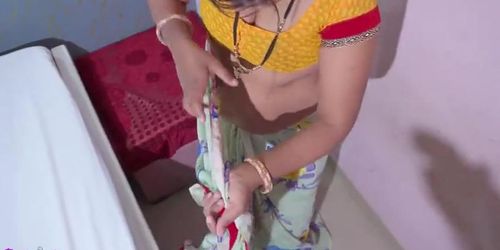 Stepmother Kajal Gets Cum Facial From Stepson While Changing Clothes - Desi Bhabhi Fuck