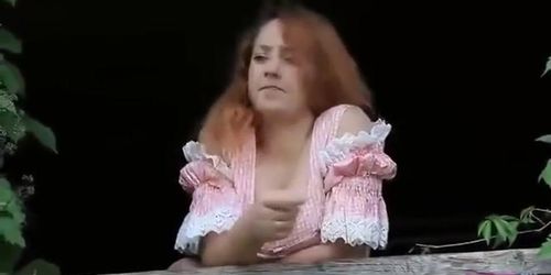 Amwf Solovieva Yana Petrova Kaye Russian Woman Red Head Farmer Wear Traditional Cloth Sarafan Big Natural Pink Tits Doggystyle (East European)