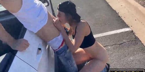 Serenity Coxs Wild Ride A Wife Gets Spit Roasted and Creampied on a Public Road in the Nevada Desert