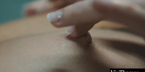 naked massage from hot blonde who pours oil over her body and grinds on her