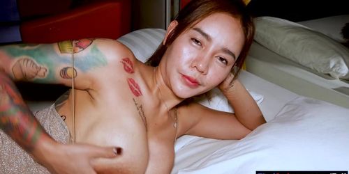 Big tits and ass Thai MILF bar girl POV blowjob and doggystyle