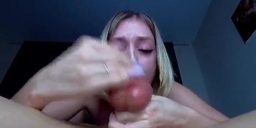 Step-Sister Kissallisse Takes Big Dick Deep Throat For Huge Cum Load