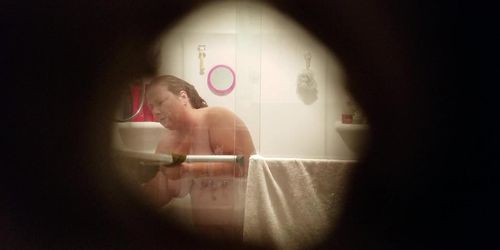 Fat Grandma Christine Krug taking a shower. See her nude body. 11-27-2017