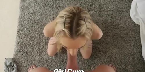 GIRLCUM Blonde CUMS Multiple Times Riding Big Dick