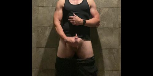 Gym LockerRoom Cumshot from JockDad87 (Jacked up)