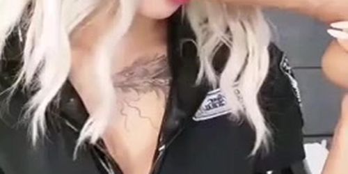 Police Woman Lick Dildo