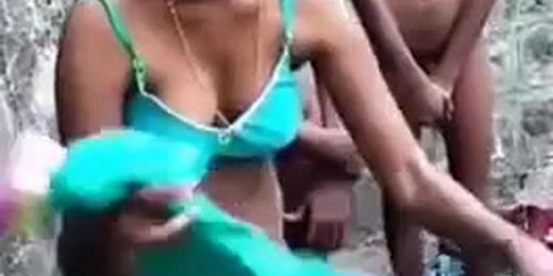 Desi Threesome Caught Outdoor