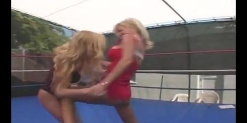 Tanya and Blonde MILF Battle Each Other In Topless Match