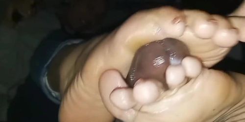 Black & Asian Woman Footjob Cumshots