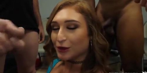 Skylar Snow gets her FIRST GANGBANG and Takes 6 Creampies