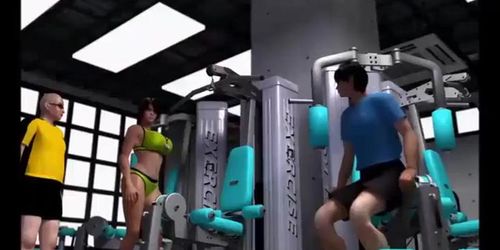 3d big boobs get blowjob sex on gym joi