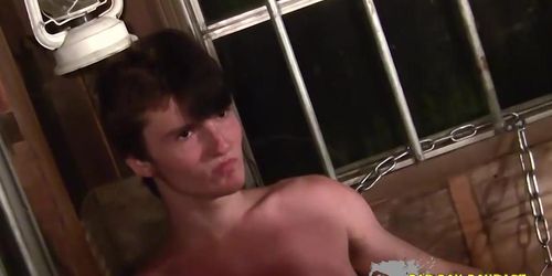 BADBOYBONDAGE - Twink Lester Braxston Receives Harsh Spanking After Escaping