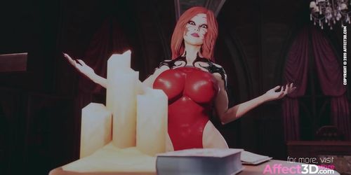 Redhead Wizard Having Sex With A Big Boobs Futanari Succubus In A 3D Animation