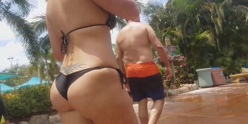 bubble butt tattoed latina black bikini