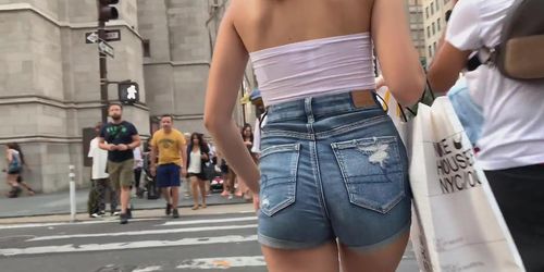 round booty teen tight jean shorts