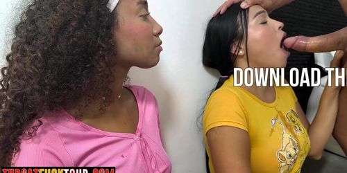 Two horny Latina teens deepthroated and big cock guy Steven Hard liked it