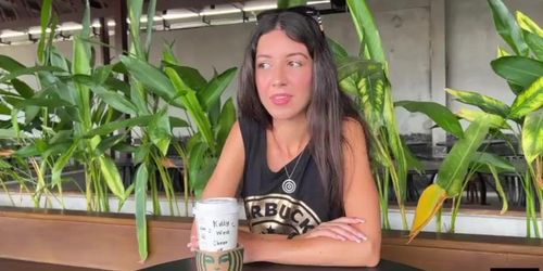 Cum on Her Face at Starbucks - Public Toilet Blowjob with Katty West