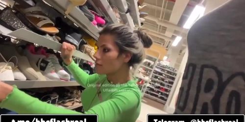 Green Latina In Public Mall. Check Tele For Full Video