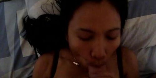 Filipina MILF wife Mercy sucking cock