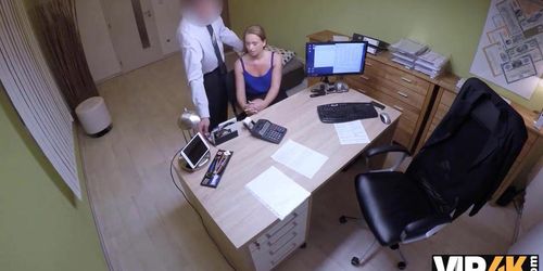 VIP4K. Suggestive MILF is penetrated by a perverted creditor in the office