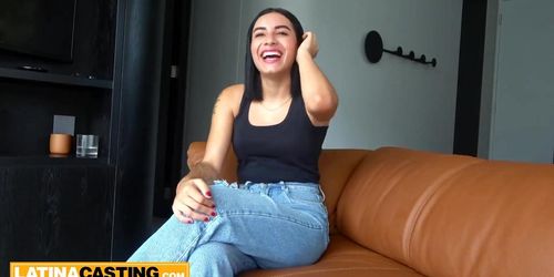 Colombian teen cutie turns the heat on casting not wearing any panties!