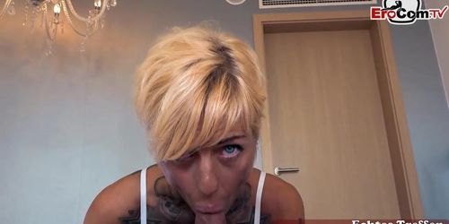 Tattooed Blonde Filmed During Real Sex Meeting