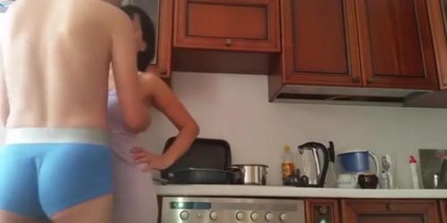 fucking mother in the kitchen pink robe