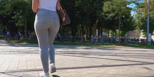 big ass girl grey jeans