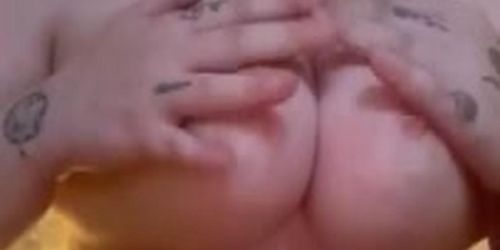 whore playing with huge tits