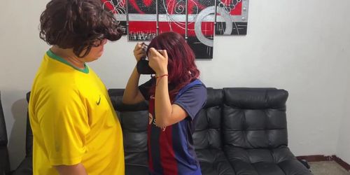 Girlfriend Is Cheated Blindfolded By Her Bf Who Has To Pay The Debt For The Soccer Match Ntr