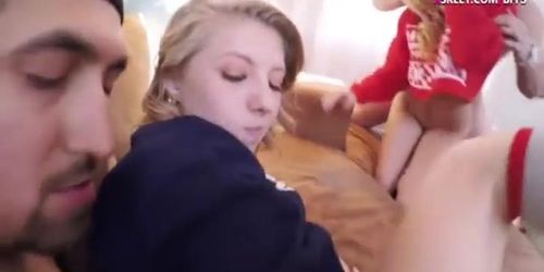 Two blonde sweeties enjoy cum facialed after getting fucked