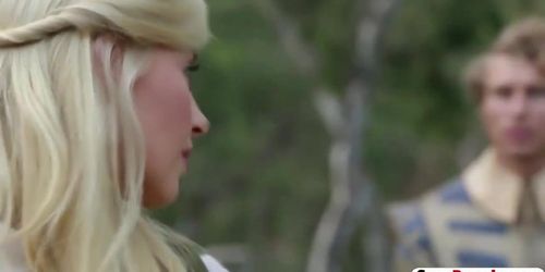 Medieval busty blonde riding big dong outdoors