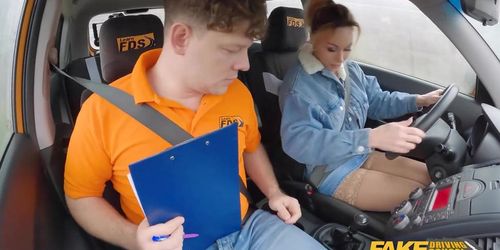 Fake Driving School Big boobs Ukrainian blonde worst driver ever but this cheating wife is great fuck